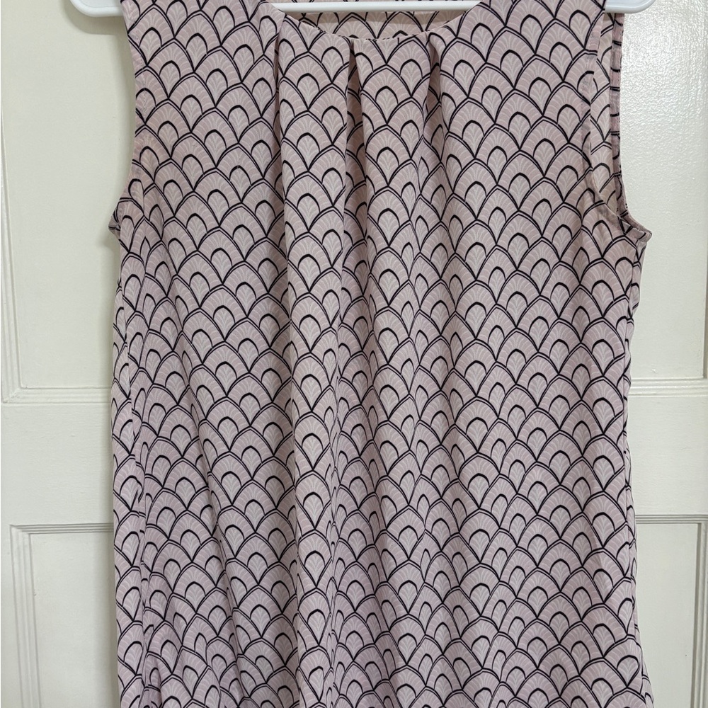 LOFT Pink and Black Patterned Blouse